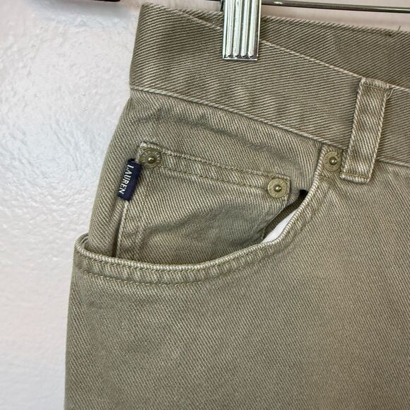 Lauren Ralph Lauren Pants Womens Tan Khaki Denim Mom Jeans Minimal Modern Size 6 - Picture 4 of 11